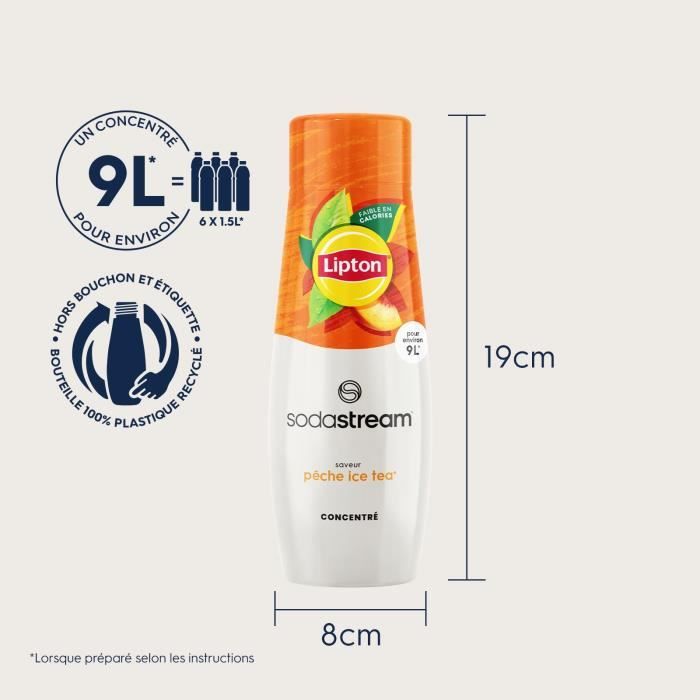 Concentrati SODASTREAM - Confezione da 6 concentrati Lipton Ice Tea - Fino a 54 litri di bevande - 440 ml