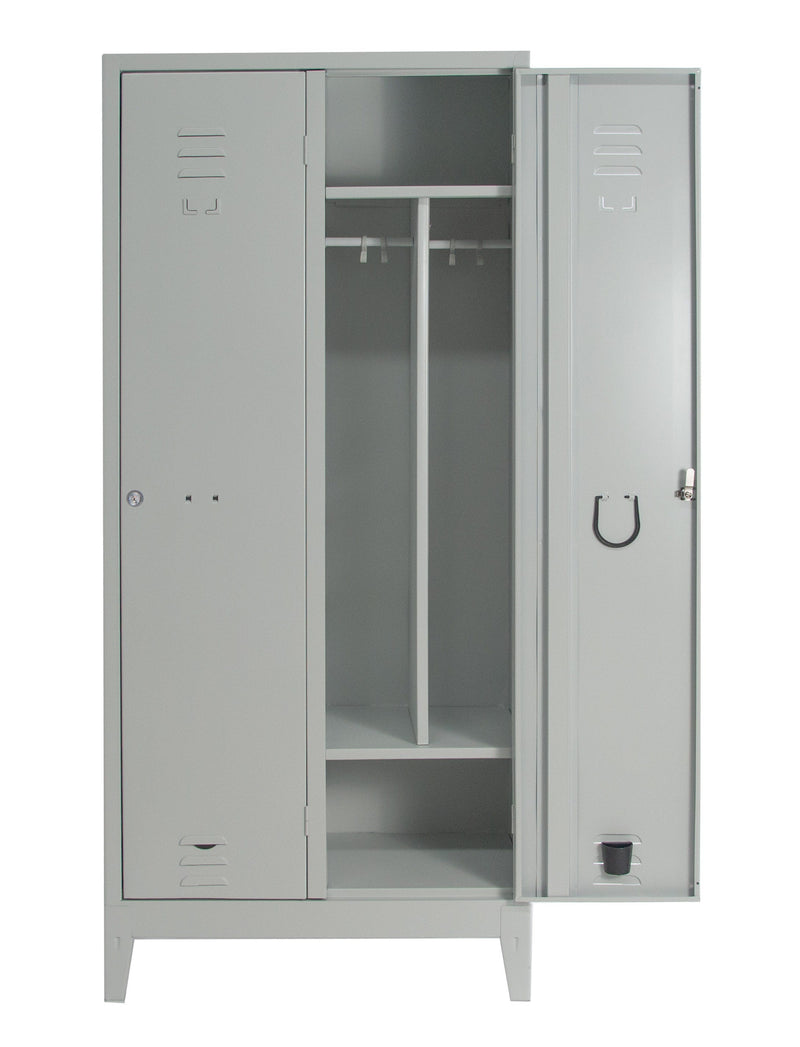 Armadietto spogliatoio con tramezza sporco/pulito a 2 ante cm. 77/97x50x180h