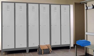 Armadietto spogliatoio con tramezza sporco/pulito a 2 ante cm. 77/97x50x180h