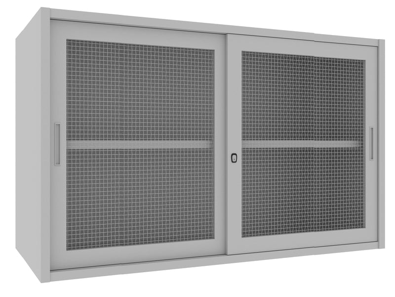 Armadio basso sopralzo da ufficio con ante scorrevoli in rete di metallo cm. 180x60x90H