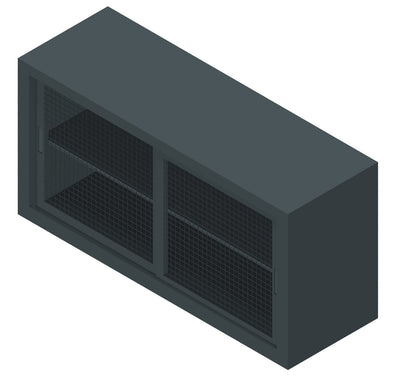 Armadio basso sopralzo da ufficio con ante scorrevoli in rete di metallo cm. 180x60x90H
