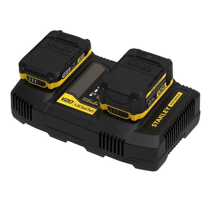Caricabatterie doppio - 18 V 4 A - Compatibile con tutte le batterie della gamma V20 - STANLEY FATMAX, SFMCB24-QW