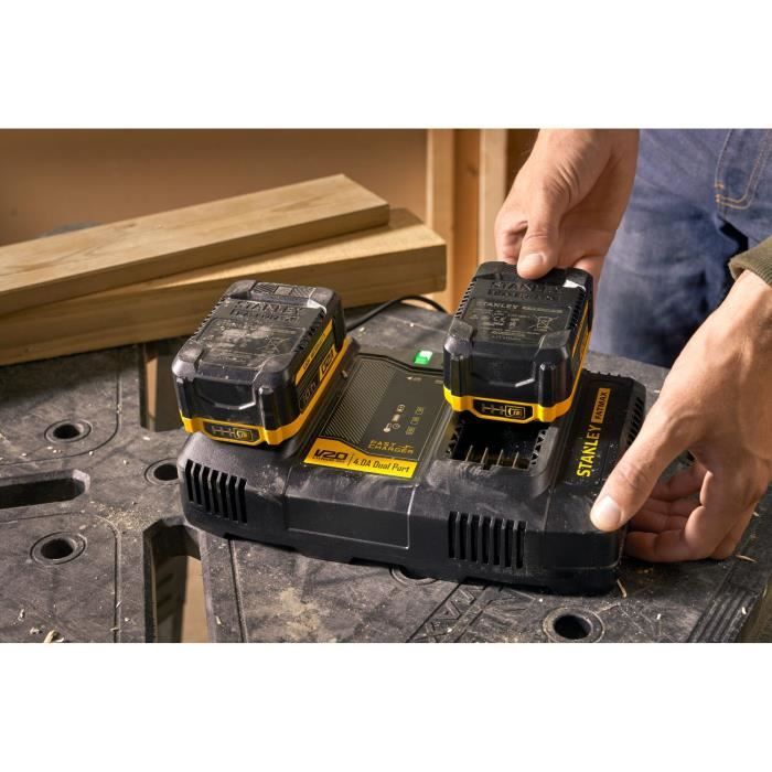 Caricabatterie doppio - 18 V 4 A - Compatibile con tutte le batterie della gamma V20 - STANLEY FATMAX, SFMCB24-QW