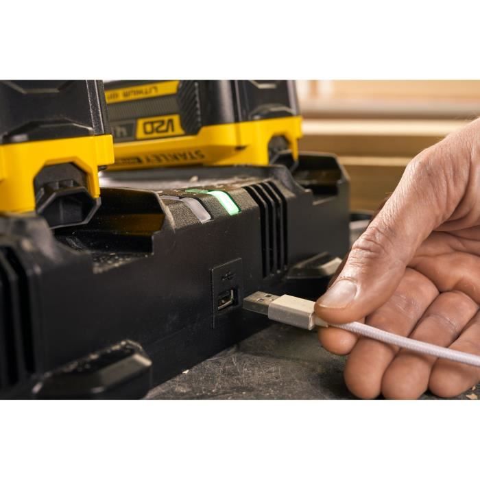 Caricabatterie doppio - 18 V 4 A - Compatibile con tutte le batterie della gamma V20 - STANLEY FATMAX, SFMCB24-QW