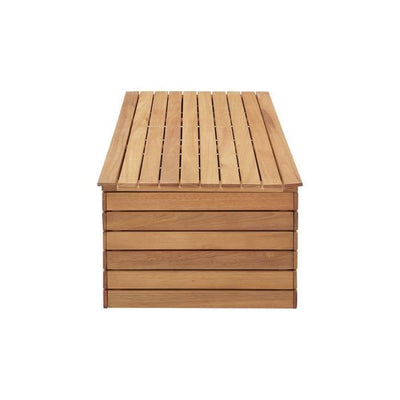 Cassapanca da giardino 190L in legno esotico di eucalipto FSC - 190 L - 48,5 x 109,5 x 37 cm - Con ruote - Effetto teak