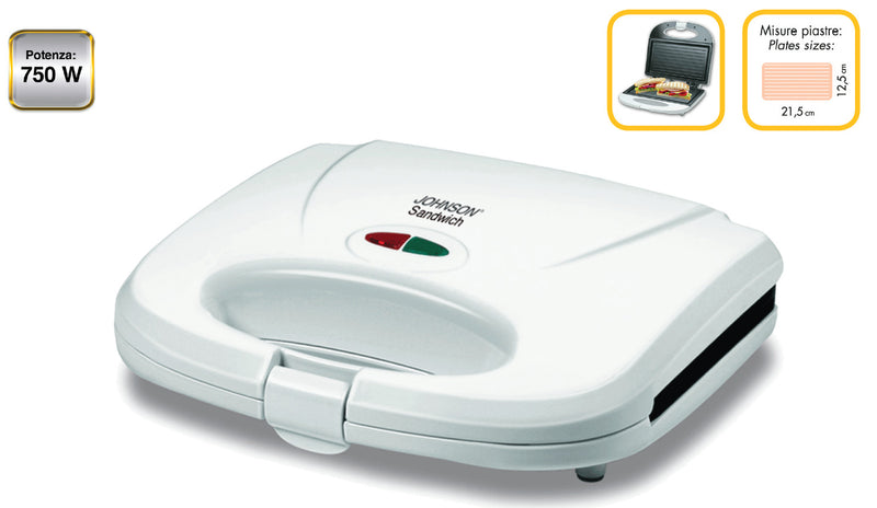 Tostiera Sandwich 750W Antiaderente Piastre Asportabili Compatta Scalda Panini