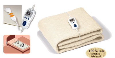 Batuffolo Coperta Elettrica Riscaldante Singola 160x80 cm con Pannello di Controllo Removibile 10 Livelli di Regolazione Superficie Vellutata