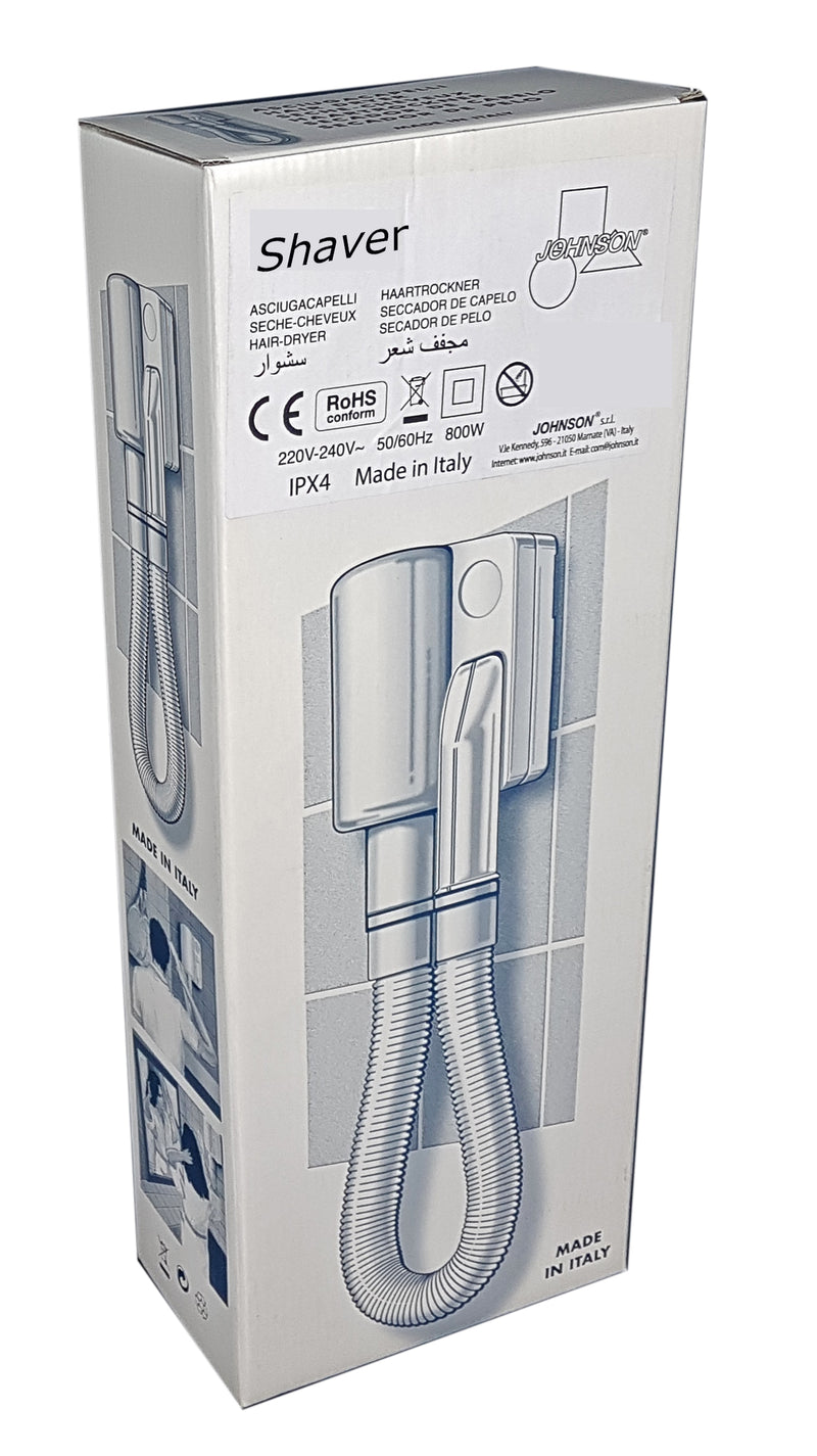 Asciugacapelli da Parete Potente Professionale Versatile Hotel Albergo Filo 800W