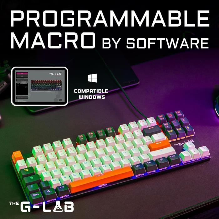 Tastiera da gioco - THE G-LAB - KEYZ-MERCURY-C/FR - Meccanica - TKL - 3 colori Bianco+Nero+ArancioneFR