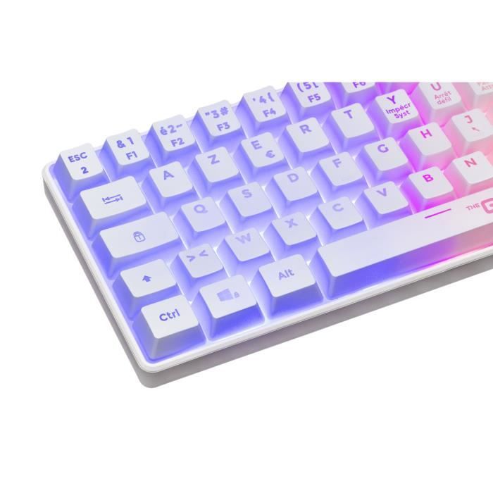 Tastiera da gioco - Membrana - The G-Lab - KEYZ HYDROGEN WL - Retroilluminazione arcobaleno - Wireless - Semi-meccanica - Azerty - Bianca