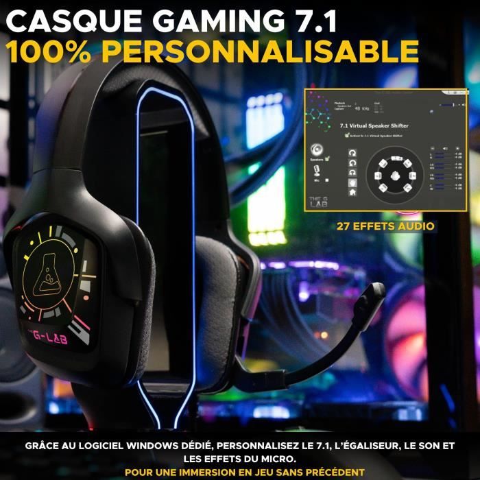Cuffie da gioco cablate - The G-Lab - KORP COBALT 7.1 - Suono surround 7.1 - USB - RGB