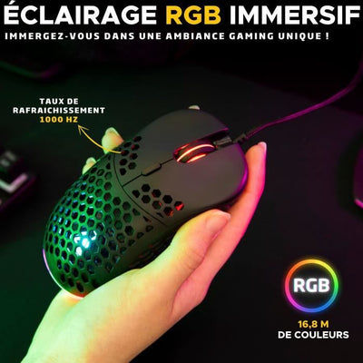 Mouse da gioco cablato - The G-Lab - KULT-OXYGEN - RGB - 12800 DPI - Nero
