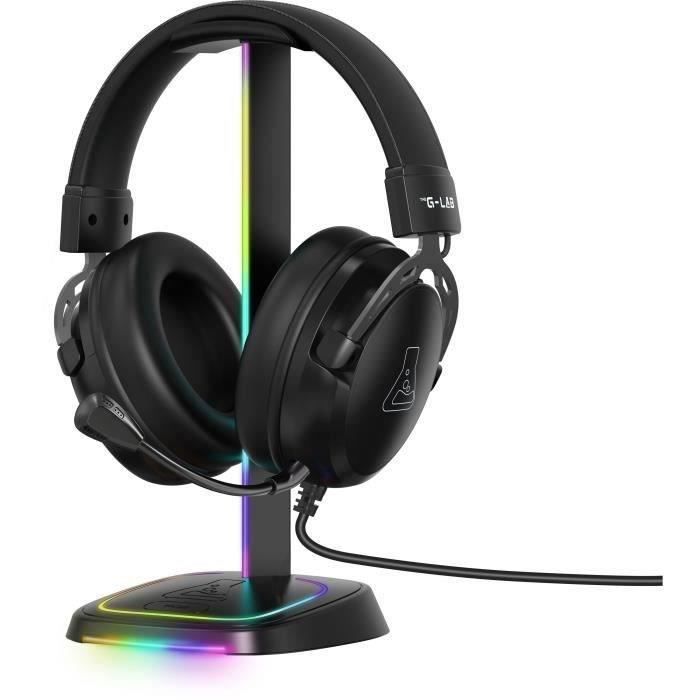 Supporto per cuffie da gioco - The G-Lab - K-STAND-NEON RGB - HUB USB/USB-C - Cablato - Illuminazione RGB - Nero