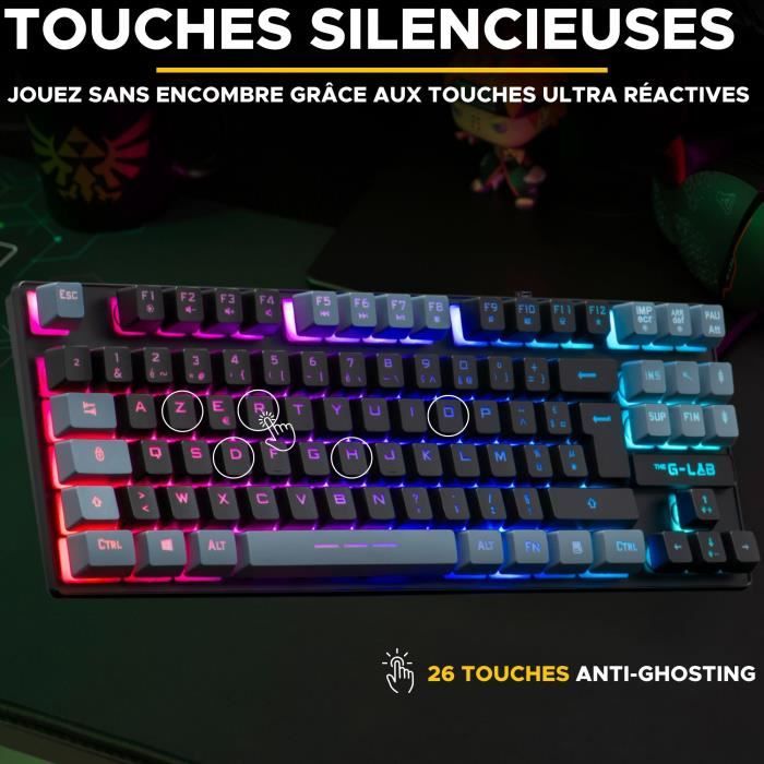 Tastiera da gioco - The G-Lab - KEYZ CAESIUM - RGB - Nero e grigio - TKL