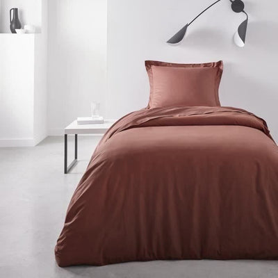 Copertura del piumone oggi essenziale - 140 x 200 cm - 1 persona - 100% di cotone - Terracotta
