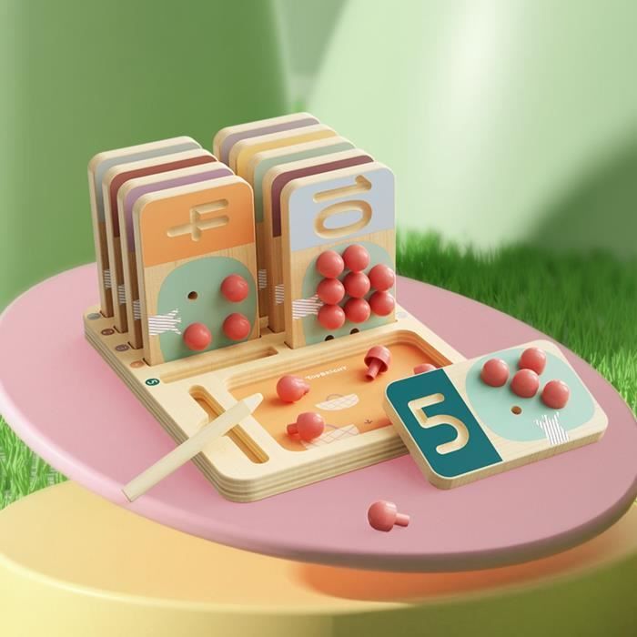 Addestratore di numeri per alberi da frutto - TOP LUMINOSO - Tavole di legno - Frutti da raccogliere - Scrittura