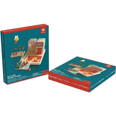 Addestratore di numeri per alberi da frutto - TOP LUMINOSO - Tavole di legno - Frutti da raccogliere - Scrittura