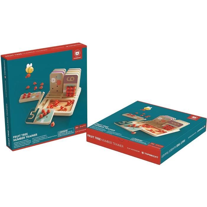 Addestratore di numeri per alberi da frutto - TOP LUMINOSO - Tavole di legno - Frutti da raccogliere - Scrittura