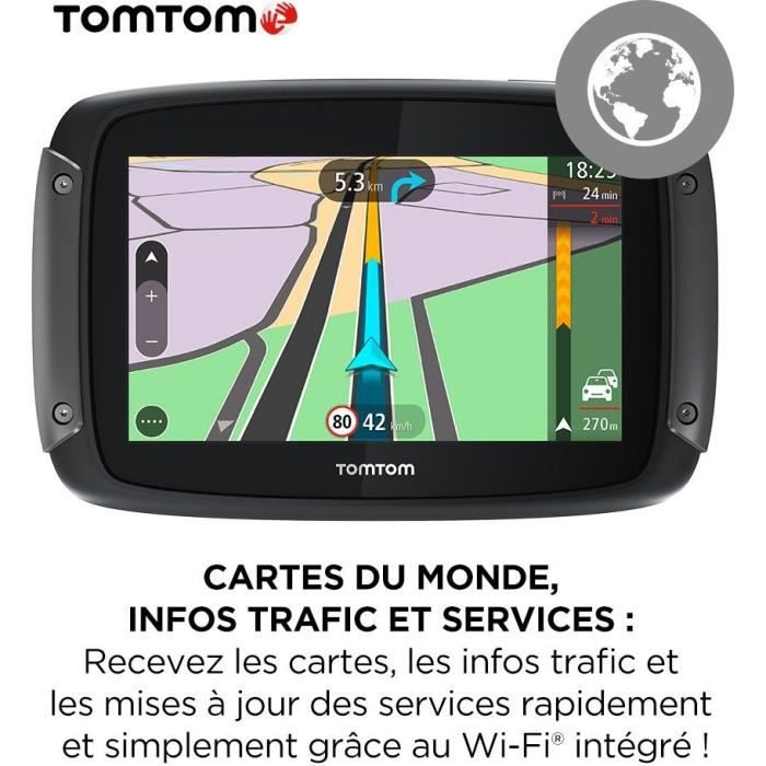 TomTom GPS per moto RIDER 550 Premium Pack - 4,3 pollici, mappa del mondo, TomTom Traffic, avvisi sulle zone di pericolo, chiamate in vivavoce