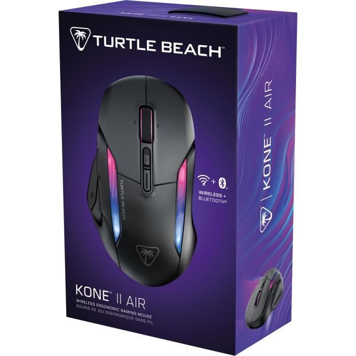 Mouse da gioco wireless - Turtle Beach Kone II Air - Ergonomico - Nero, Bluetooth, 26.000 DPI, volante 4D