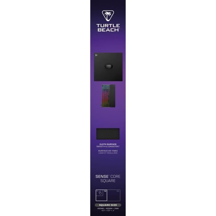 Tappetino per mouse da gioco - Turtle Beach SenseCore Square - Superficie in microtessuto, bilanciata, confortevole