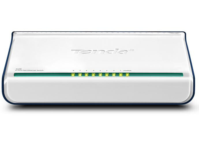 Tenda SWITCH SOHO S108 - 8P LAN 10/100- IEEE 802.3ux- Capacità 1.6Gbps INPUT 100-240V AC50/60HZ OUTPUT 5.0V 0.6A