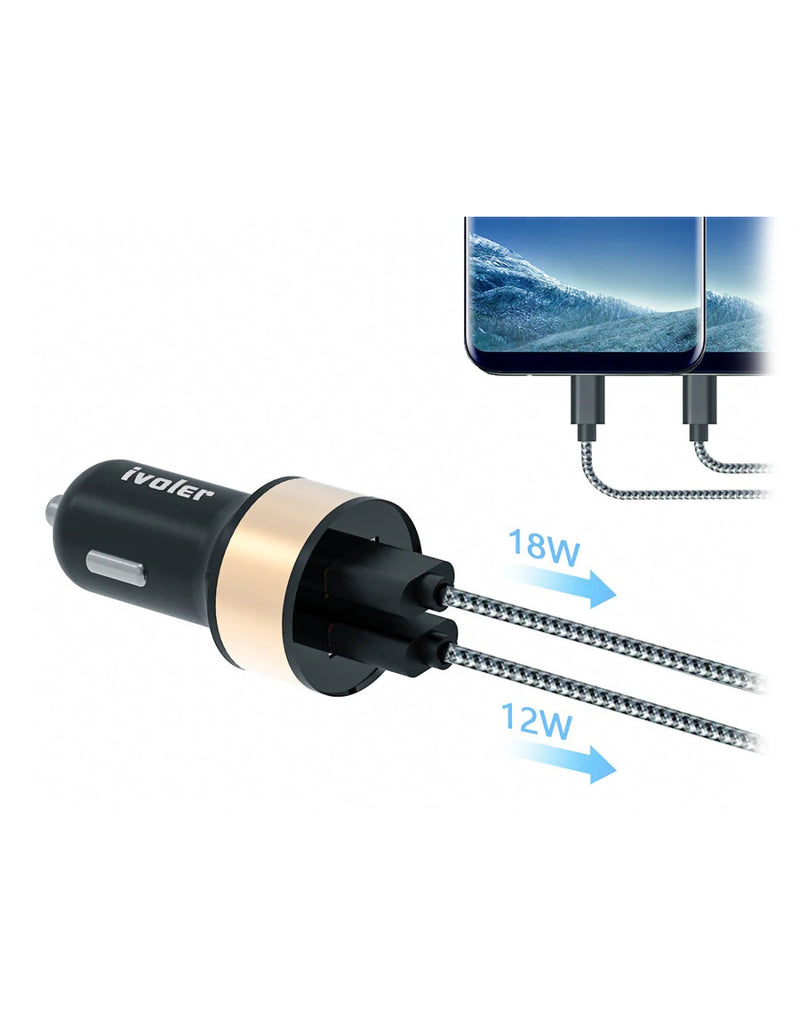 Caricabatteria Alimentatore Accendisigari Da Auto 12V Camion 24V Con Doppia Porta USB Ricarica Veloce