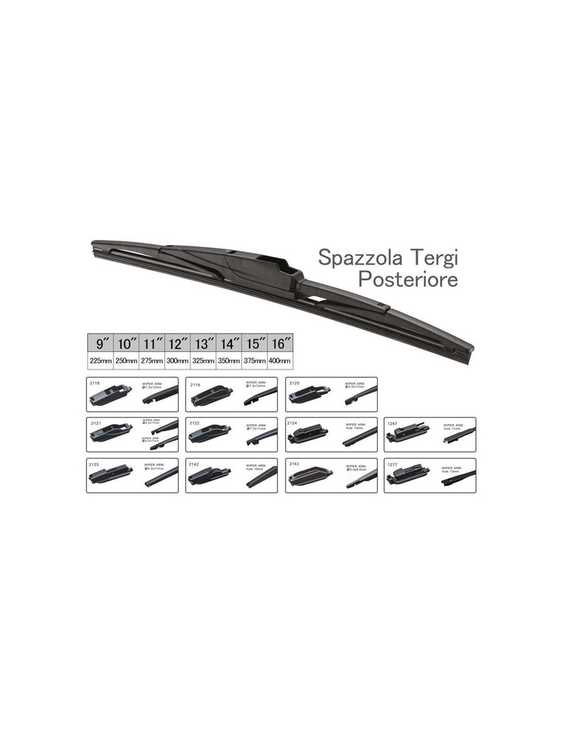 CARALL Spazzola Tergicristallo Posteriore Auto 10" 250mm 10 Attacchi Universale Multi Adattatori