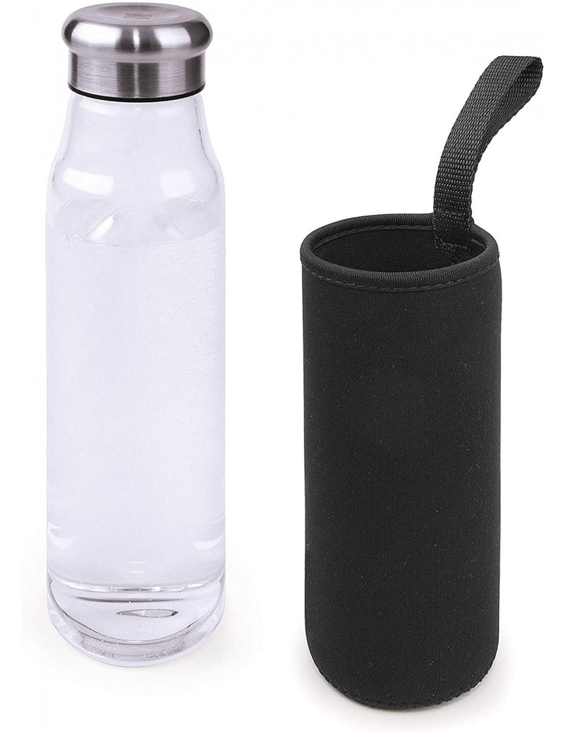 BOTTIGLIA IN VETRO CON CUSTODIA NERA 550 ML 6,5X6,5X24,5 CM