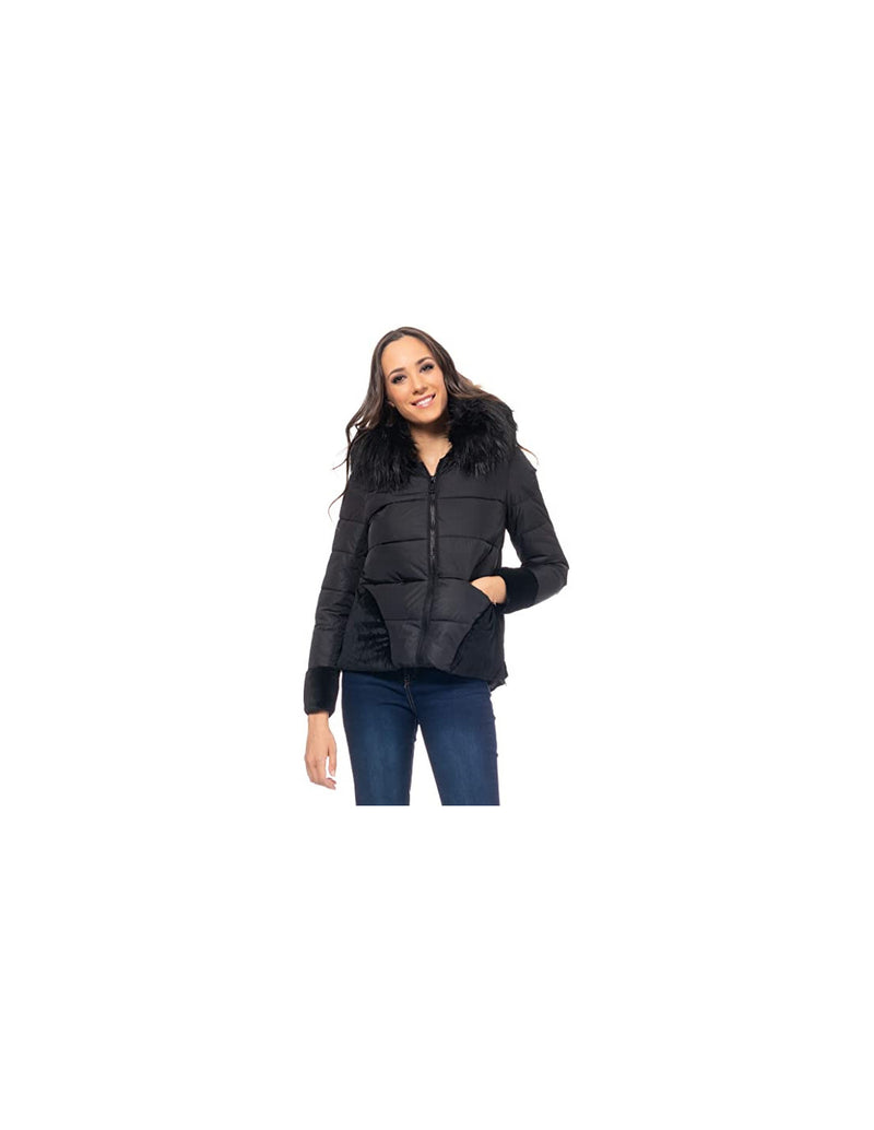 Divine Piumino Donna con cappuccio nero Taglia M