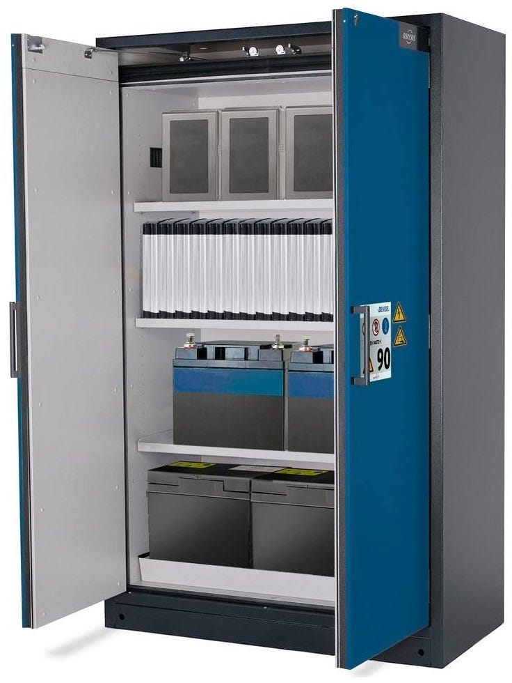 Armadio resistente al fuoco 90 minuti EN 14470-1 per stoccaggio batterie agli ioni di litio cm. 119,3x61,5x195,3h