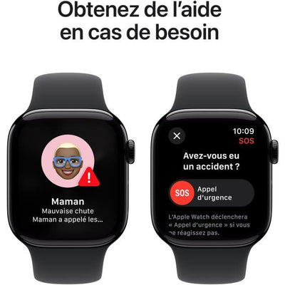 Apple Watch Series 10 GPS - 42 mm - Cassa in alluminio Jet Black - Cinturino Sport nero - M/L