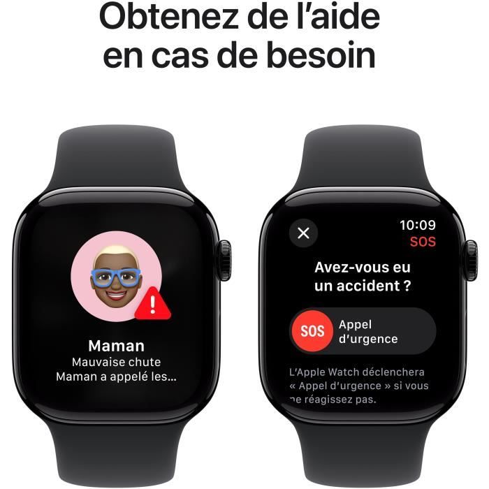 Apple Watch Series 10 GPS - 42 mm - Cassa in alluminio Jet Black - Cinturino Sport nero - M/L