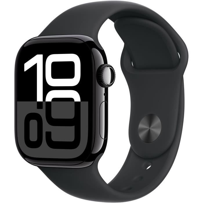 Apple Watch Series 10 GPS - 42 mm - Cassa in alluminio Jet Black - Bracciale sportivo nero - S/M