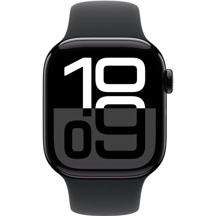 Apple Watch Series 10 GPS - 42 mm - Cassa in alluminio Jet Black - Bracciale sportivo nero - S/M