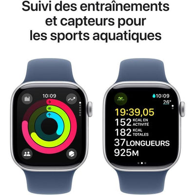 Apple Watch Series 10 GPS - 42 mm - Cassa in alluminio color argento - Cinturino Sport denim - S/M