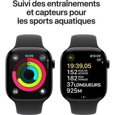 Apple Watch Series 10 GPS - 46 mm - Cassa in alluminio Jet Black - Cinturino Sport nero - S/M