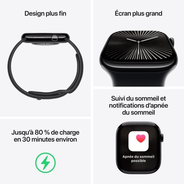 Apple Watch Series 10 GPS - 46 mm - Cassa in alluminio color argento - Cinturino Sport denim - S/M