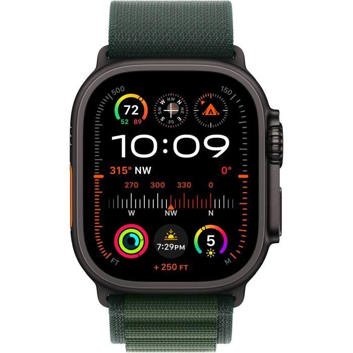 Apple Watch Ultra 2 GPS + Cellular - 49 mm - Cassa in titanio nero - cinturino Alpine Loop verde scuro - Small