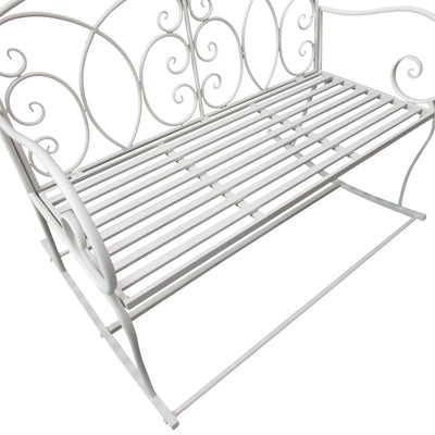 Panchina a Dondolo da Esterno, Dondolo 2 Posti Biposto da Giardino stile Shabby in Metallo 103 x 74.5 x 88cm, Bianco