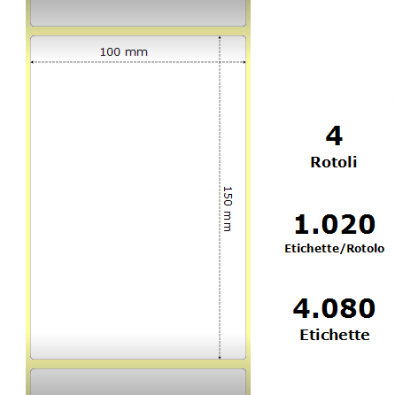 White 100x150mm,1020 Et/Rotolo Z-1000D,3.9x5.9x3 Core,circonferenza...