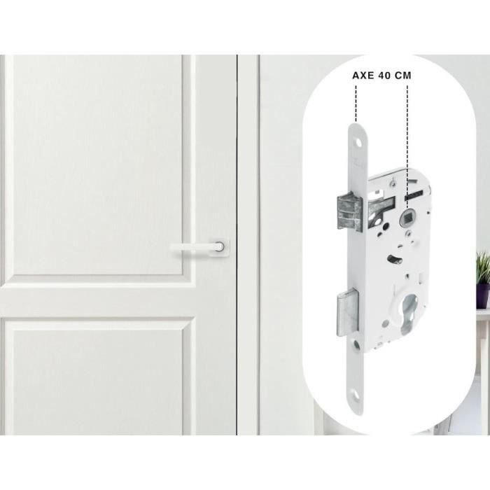 Serratura da incasso foro cilindro - YALE - Y50R-A40/B - Asse 40 mm, cassa 135 mm - Scrocco reversibile, Testa tonda - Bianco