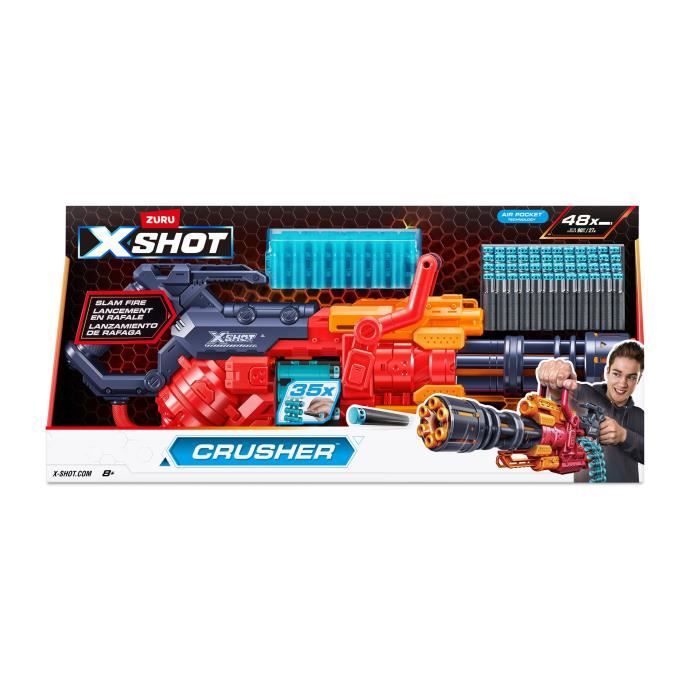 Blaster automatico - ZURU - XSHOT Crusher - Cintura da 35 dardi - Portata di 27 metri