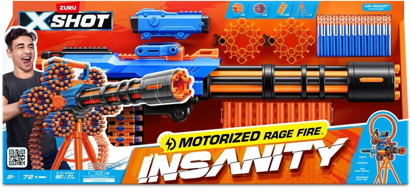 Blaster motorizzato - ZURU - X-SHOT Rage Fire - 40 dardi - Treppiede incluso - Gittata 27 m