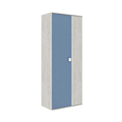Armadio 90x52x223h 2 ante bianco consumato celeste