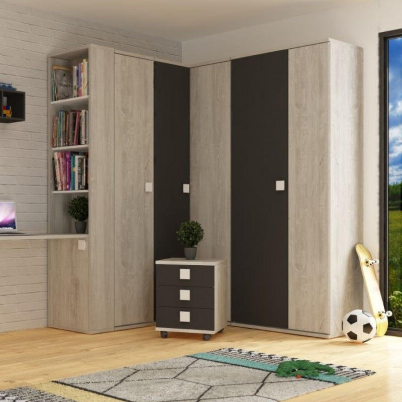 Armadio 98x96x223h angolare bianco consumato antracite