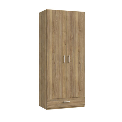 Armadio Arcadia 2 ante battenti e un cassetto colore rovere medio