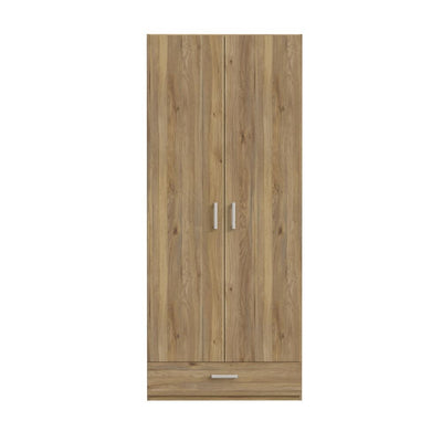 Armadio Arcadia 2 ante battenti e un cassetto colore rovere medio