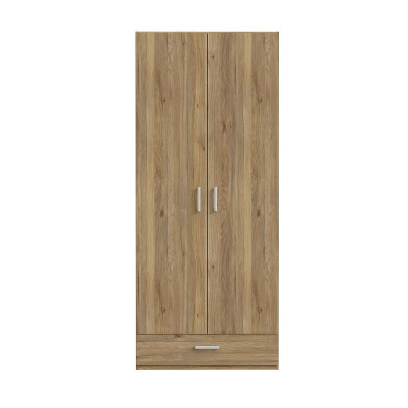 Armadio Arcadia 2 ante battenti e un cassetto colore rovere medio