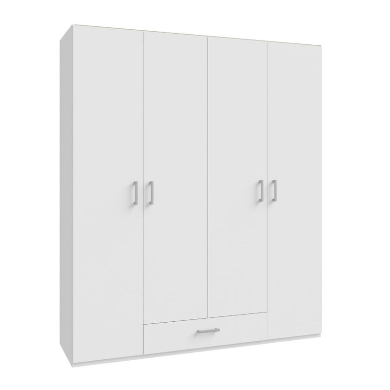 Armadio Arcadia 4 ante battenti e un cassetto colore bianco